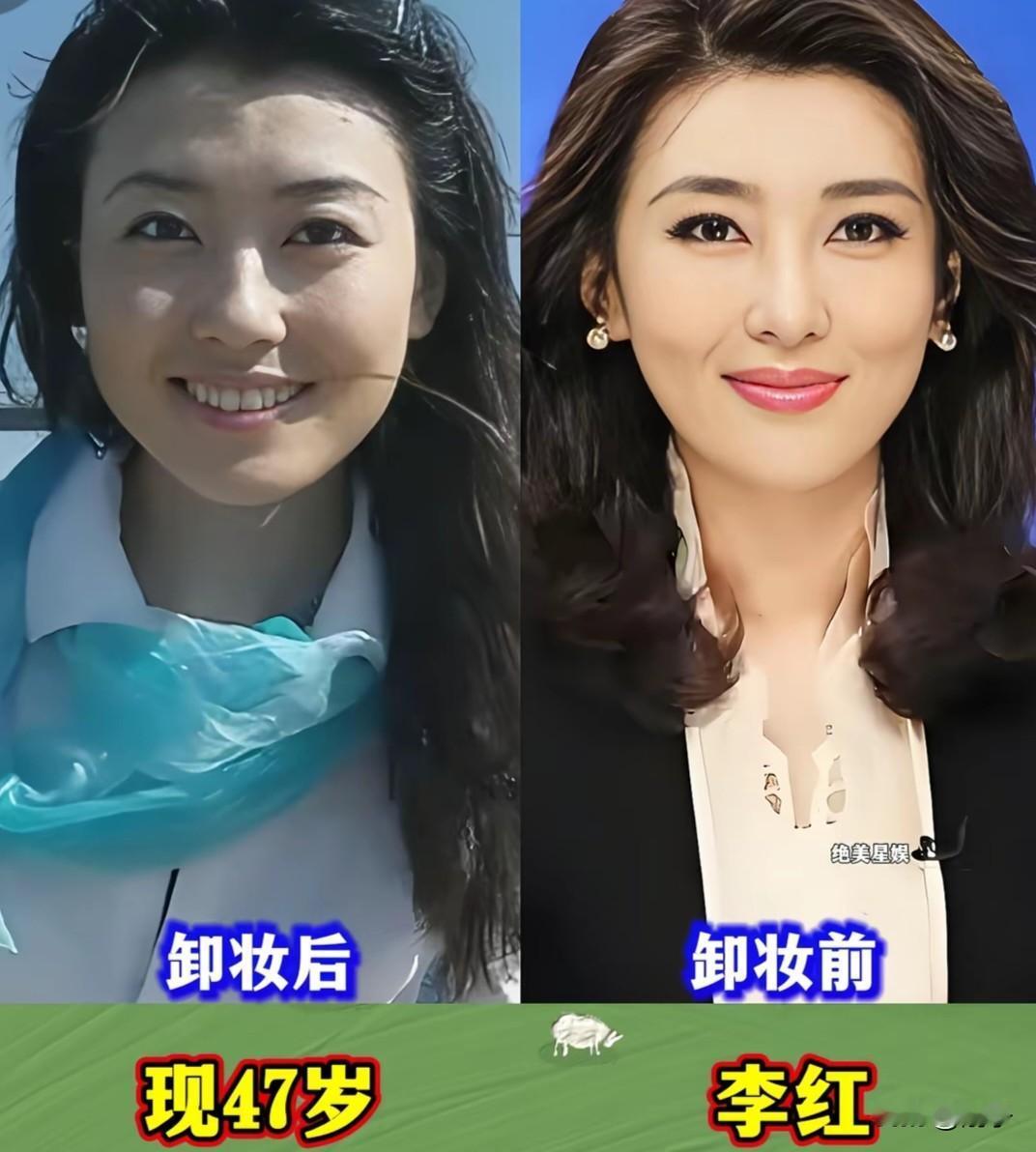 女主持卸妆前后大比拼，素颜我最服李红和董卿镜头前的她们妆容精致、气场全开，是