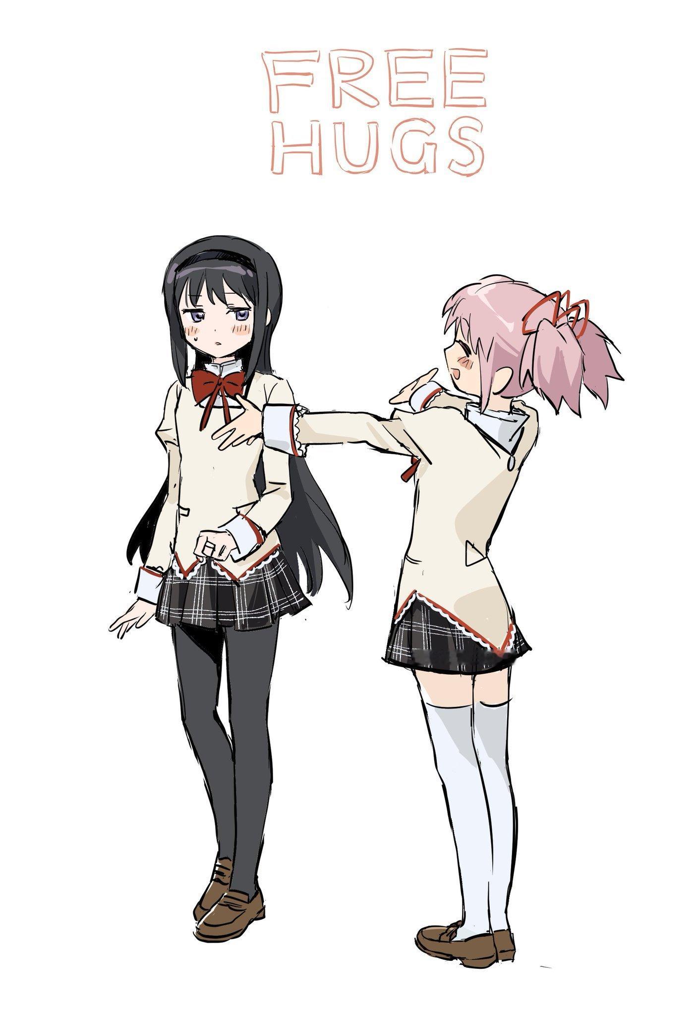 魔法少女小圆动漫追番团晓美焰和鹿目圆拥抱真的太可爱了.🤩绘：Fenegar