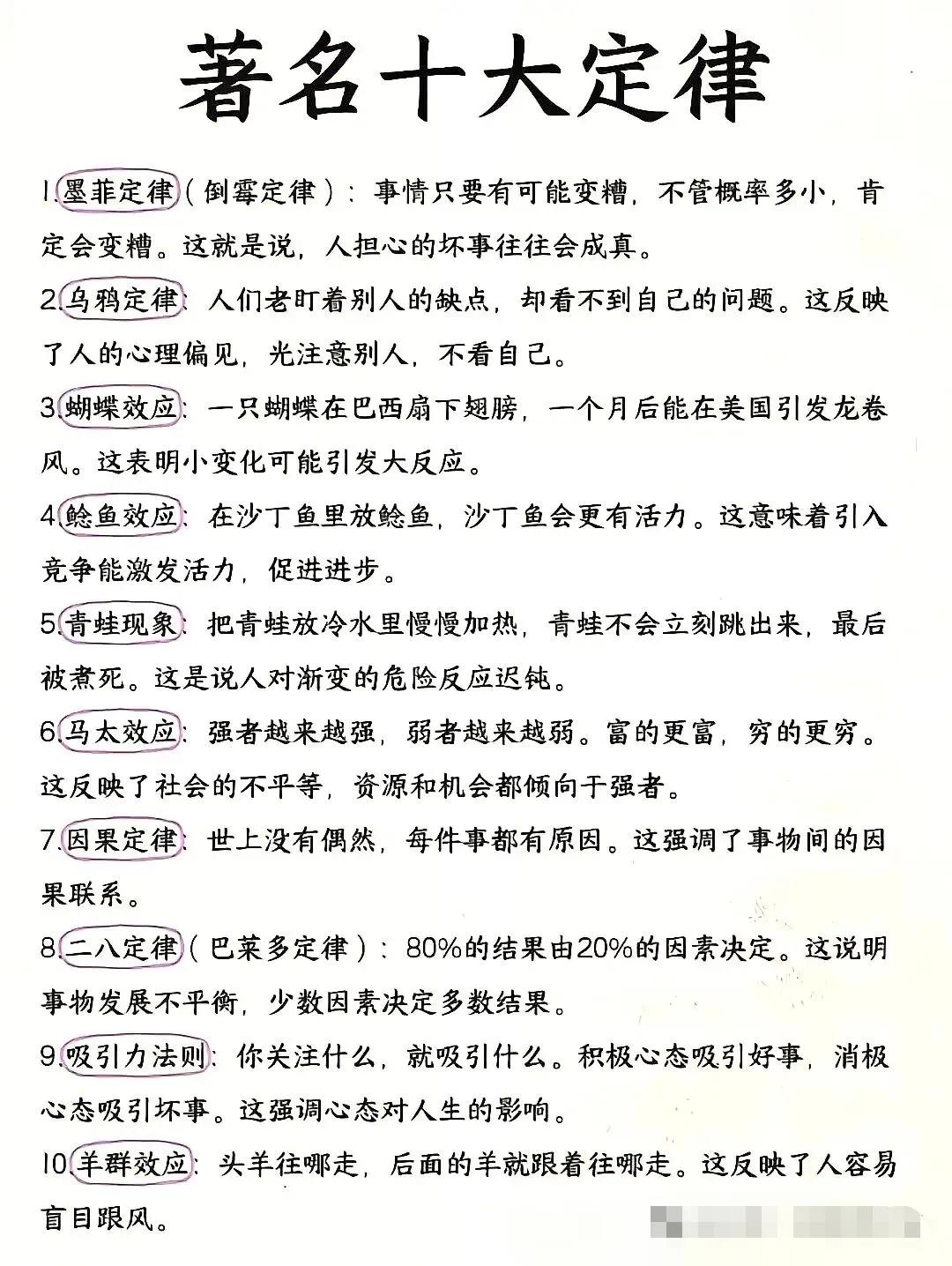 著名的十大定律你知道多少？