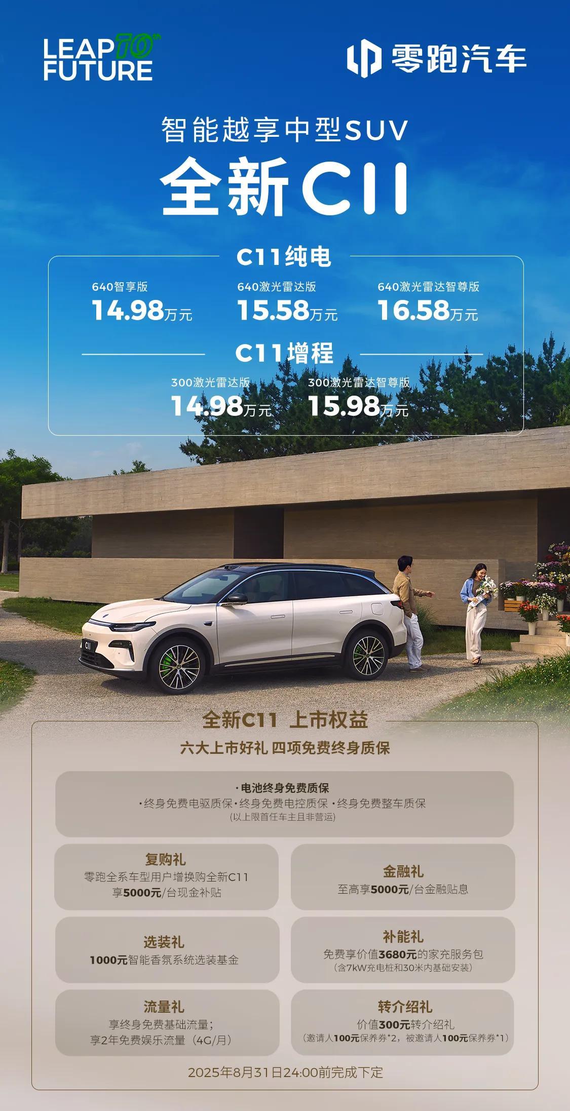 零跑全新C11上市，智能配置拉满了备受期待的零跑全新C11终于上市，售价14.