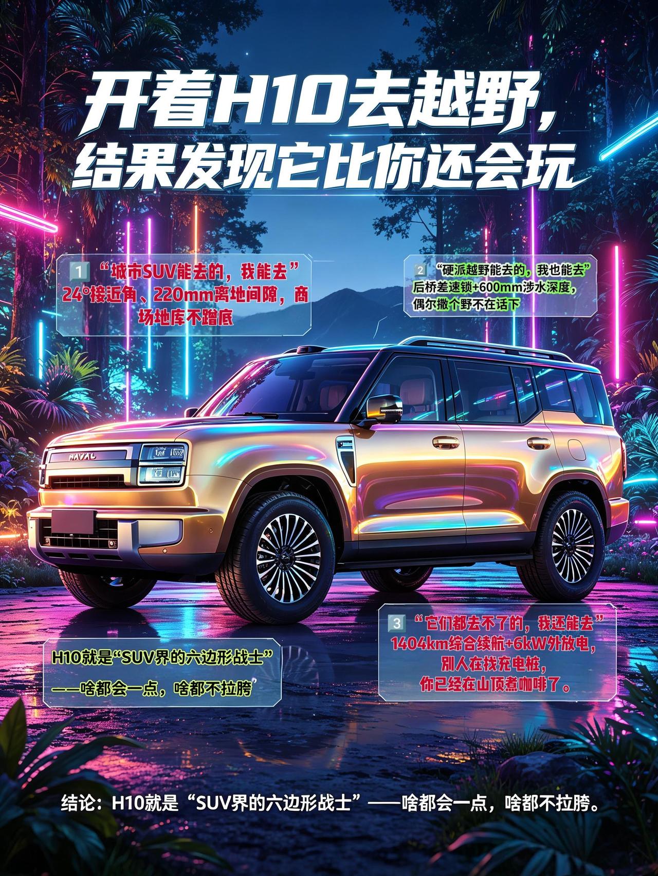 轻越野“跨界”脑洞长城给H10的定位是“轻越野家用SUV”。通俗易懂一点的说