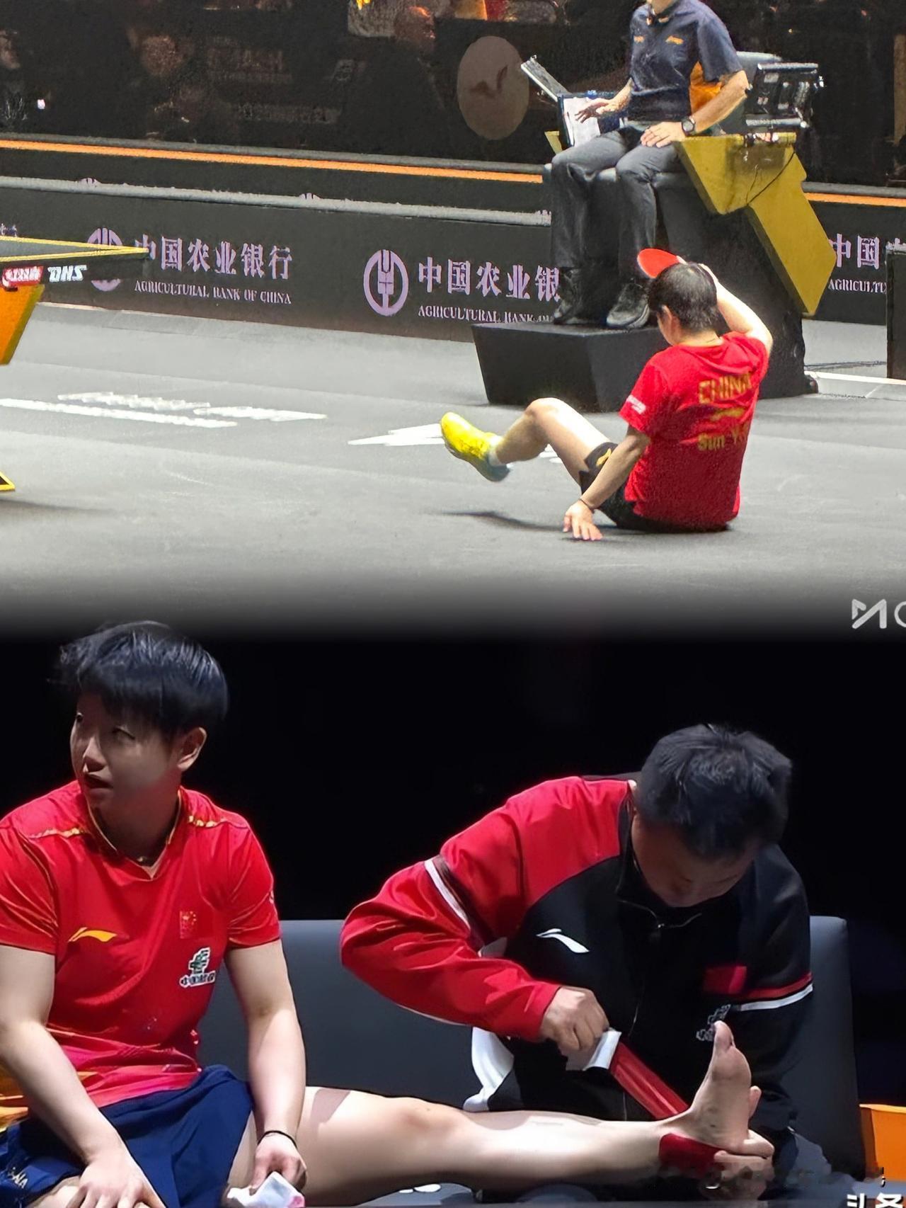 看到孙颖莎处理脚伤的那一幕，我是真没忍住，眼泪刷地一下就下来了。大家平时都在