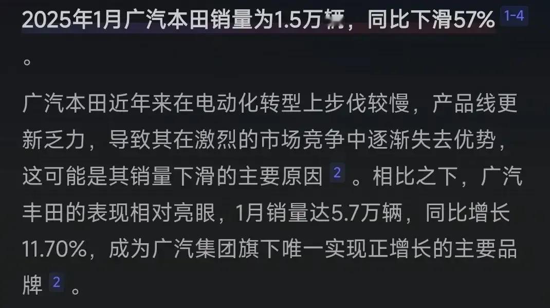 特大好消息，特大好消息！振奋人心。2025年广汽本田一月份销量仅仅为1.5万