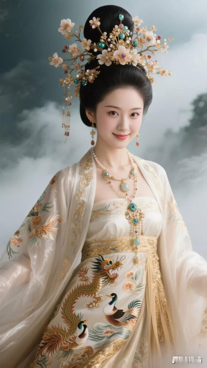 云鬓花簪映，华裳锦绣生。张立启原创书画AI作品古仕女发髻集锦首发第492期集锦首