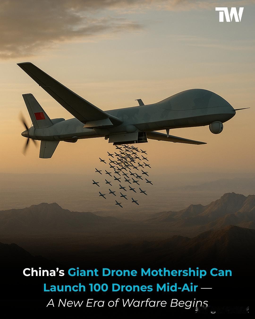 中国无人航空“母机”可发射100架小型载人机！外媒报告，中国的这款无人机（九天