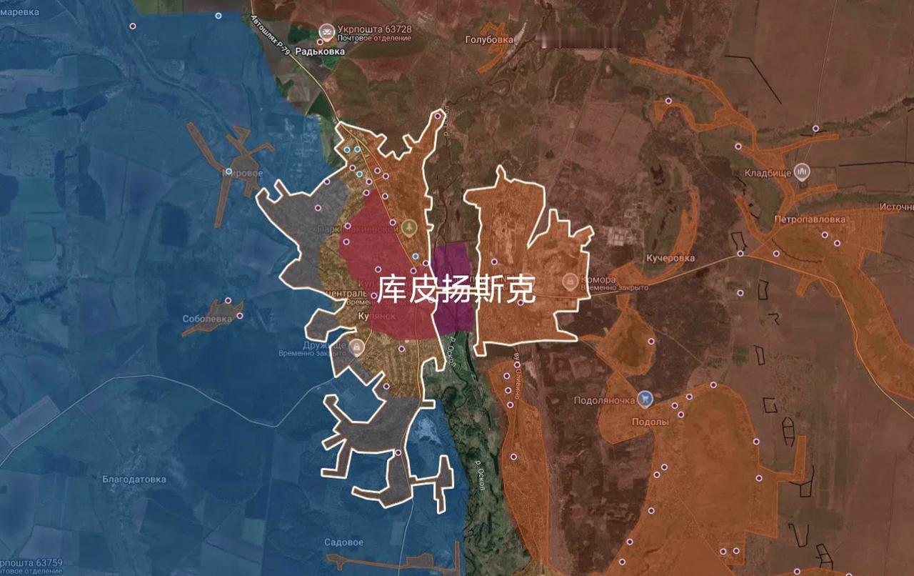 俄军西部集群继续在库皮扬斯克市区推进，占领了奥斯基尔河以西的市中心。加上俄军西部