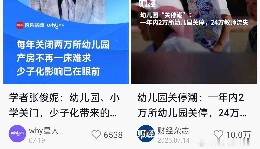 幼儿园倒闭每年关闭两万所幼儿园。24万教师流失，少子化影响离我们越来越近了。