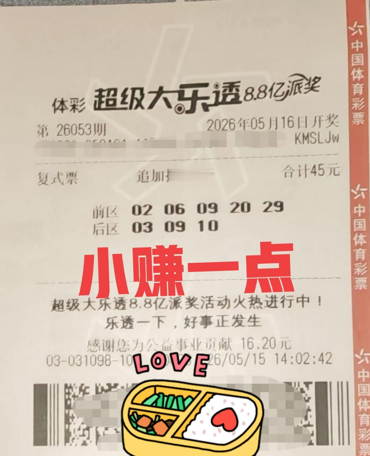 赖得和你们去争一等奖，每期小赚一点也是很不错的！遇到开出热选号，那就小赚一波