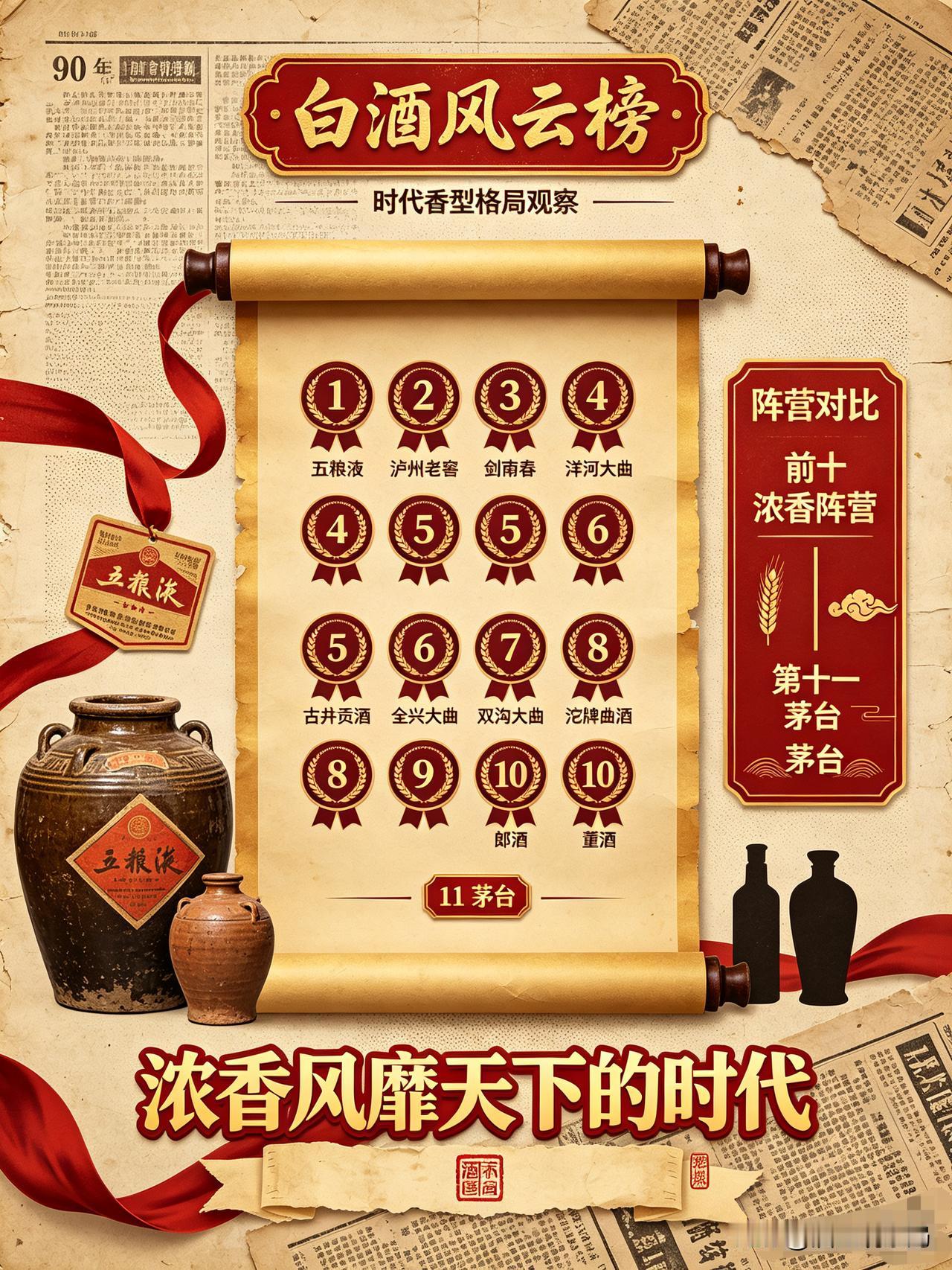 1997年中国白酒企业营收前十：浓香天下的时代茅台营收全国第11位，无缘前十；