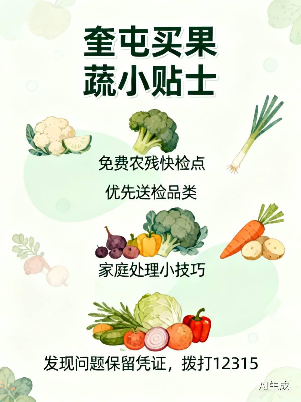 【奎屯买果蔬小帖士】奎屯有两处可以免费做果蔬农残快检：①丝路亚欧农产品流通中
