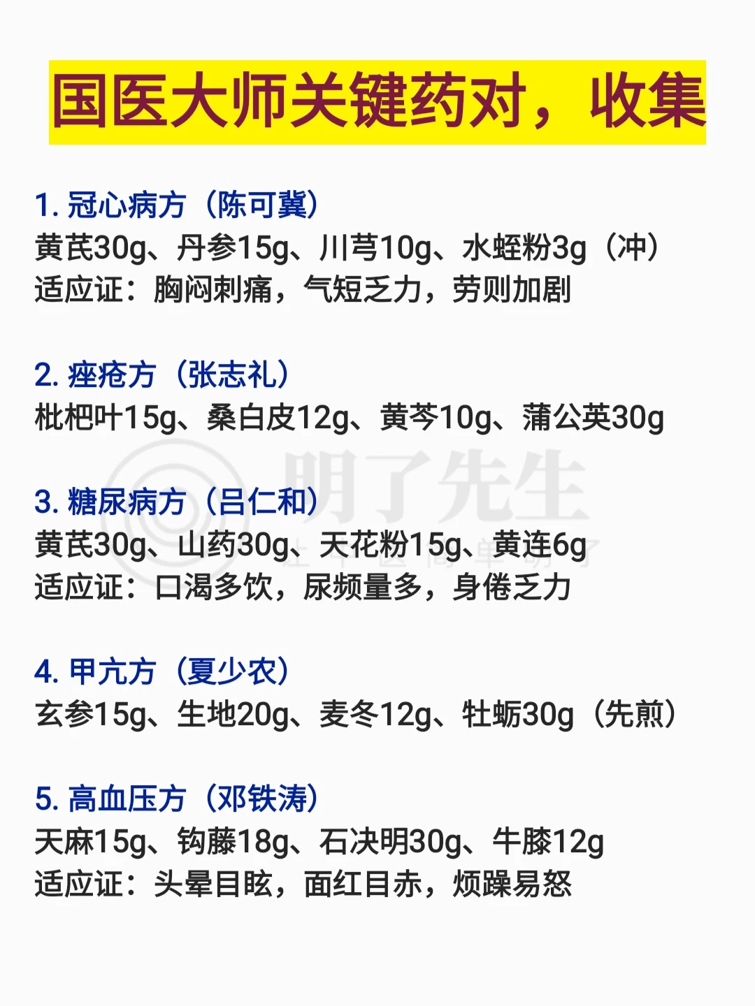 国医大师关键用药对，收藏