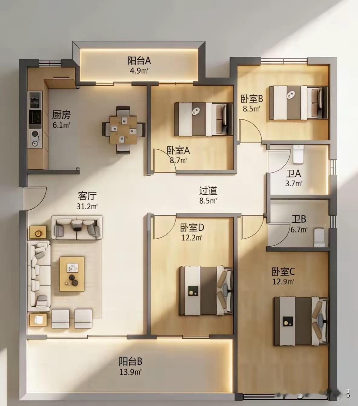 这么好的户型，现实中真的不多见。