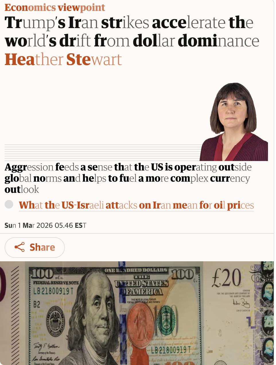 英媒：特朗普对伊朗的军事打击（"史诗愤怒行动"）加剧了国际社会对美国无视国际法和