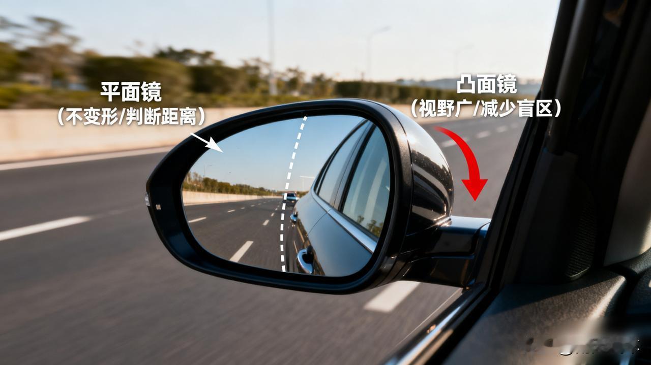 后视镜上那条虚线是干嘛用的？90%的司机不知道，它是个“神器”！那叫“双曲率