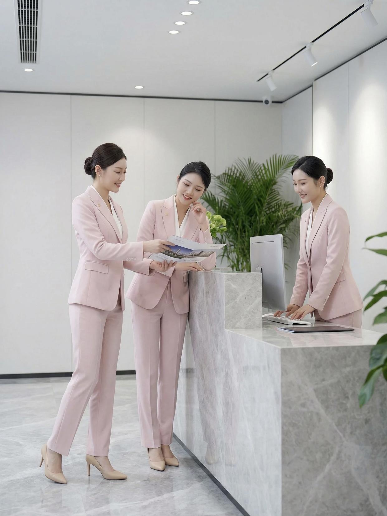 今日粉色系通勤穿搭太绝啦！