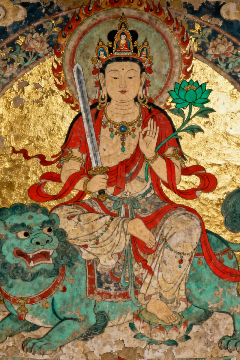 恳请文殊菩萨加持，愿传承智慧、广结善缘。待人以仁、处事以智，用所学助人、用慧心渡