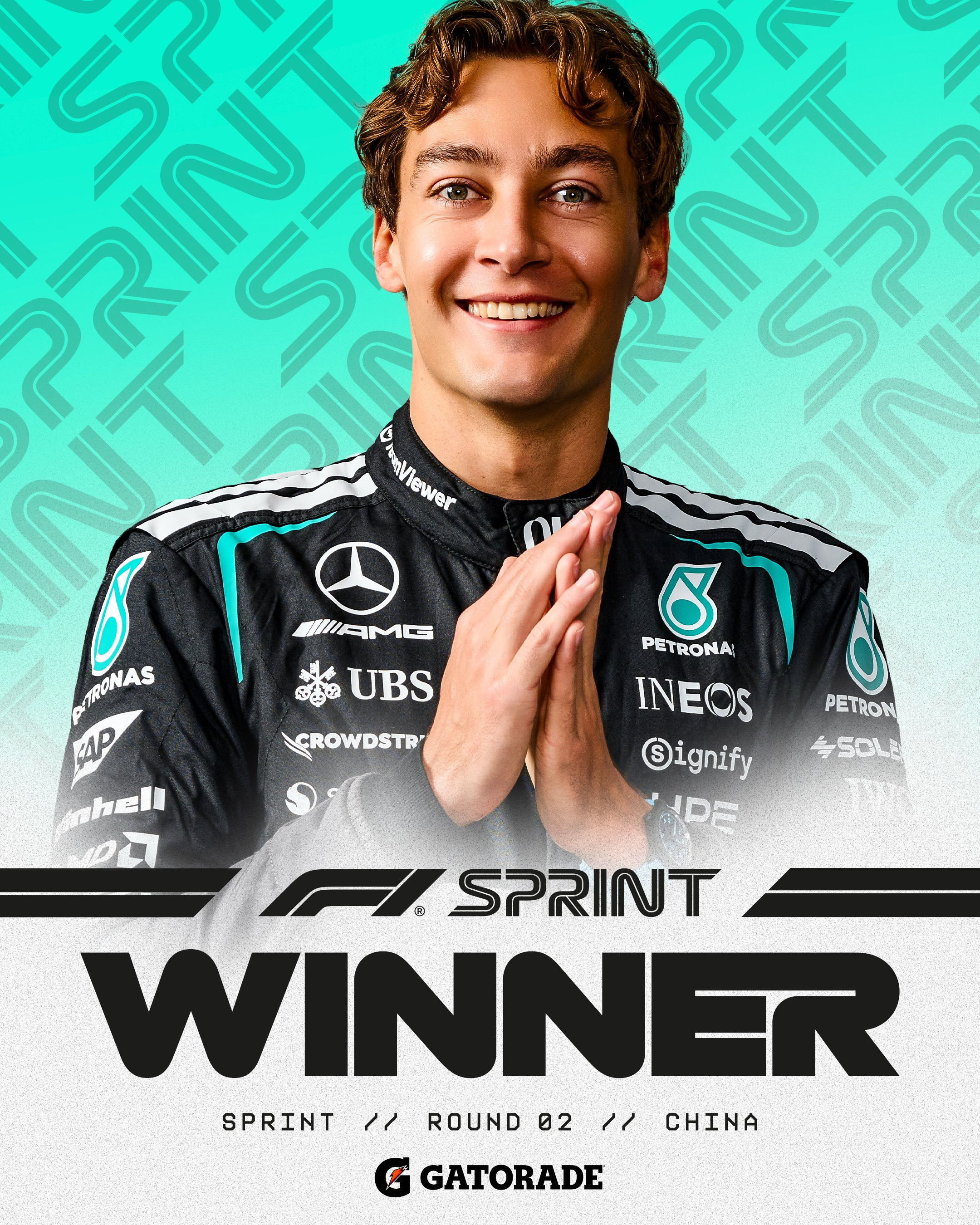 拉塞尔取得中国大奖赛冲刺赛冠军🏆勒克莱尔和汉密尔顿取得P2和P3，精彩的冲刺赛