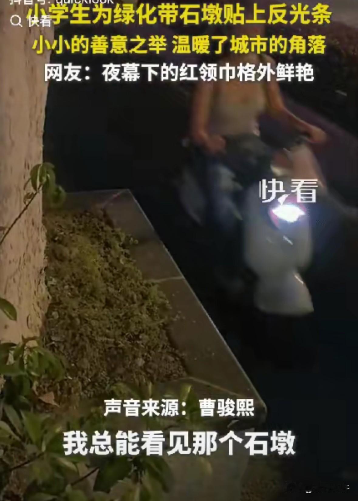 南京小学生贴反光条火遍全网！一块石墩，照出最动人的少年担当“人怎么可以这么聪