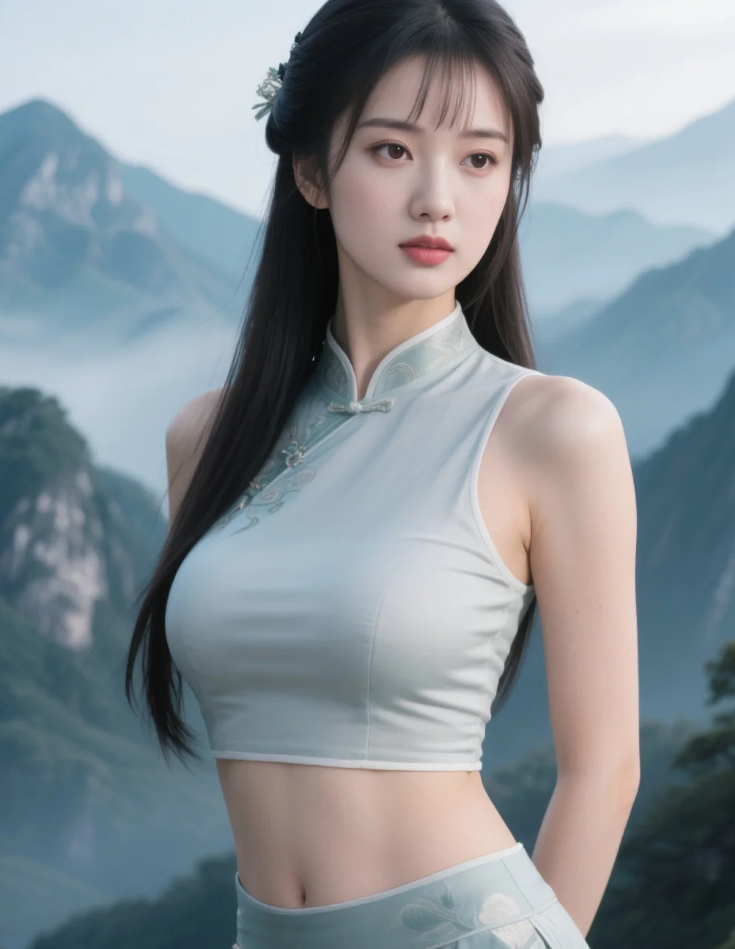 静静地坐着。落叶飘落在她身边