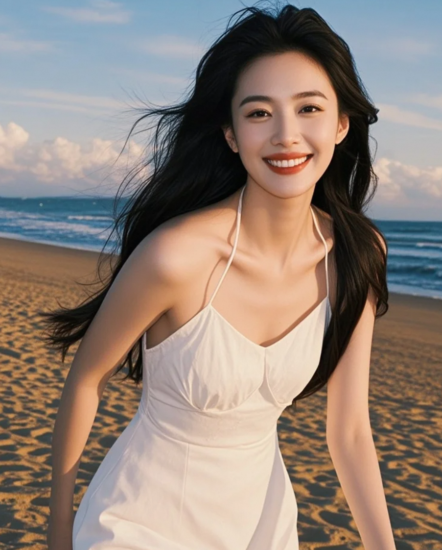 她的足迹，是沙滩上跳跃的音符