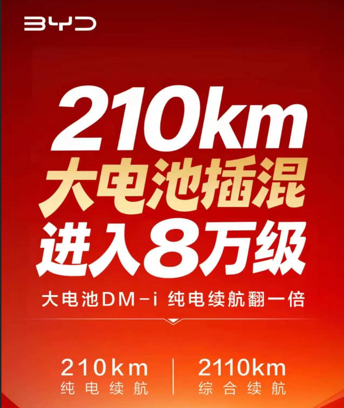 强得可怕！比亚迪把210KM大电池插混下探到8万元，高配版还带云辇！相信很多