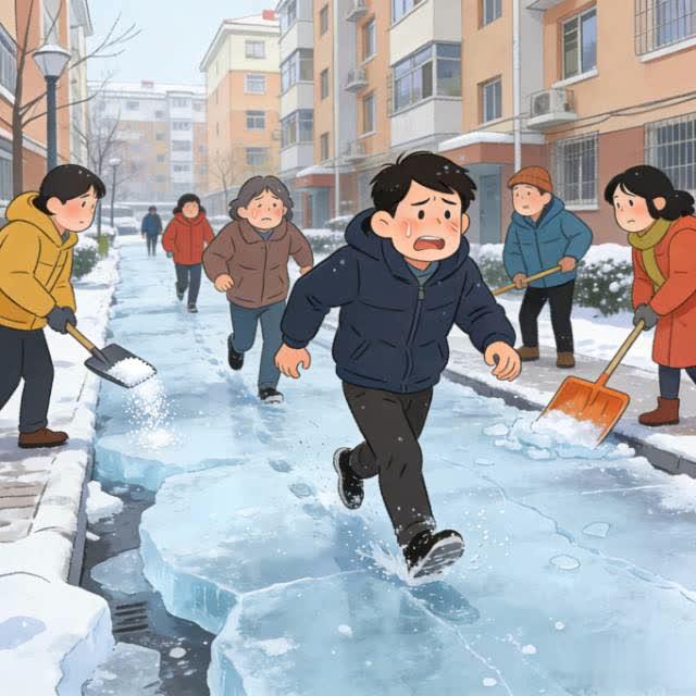 笑不活！兰州女子忘关水阀，小区秒变“天然溜冰场”，这波操作太上头！甘肃兰州