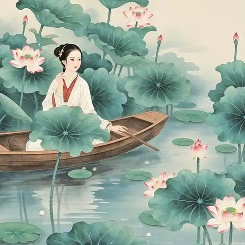 上联：踏雪寻梅香引路下联：驾舟采莲鱼逐篙