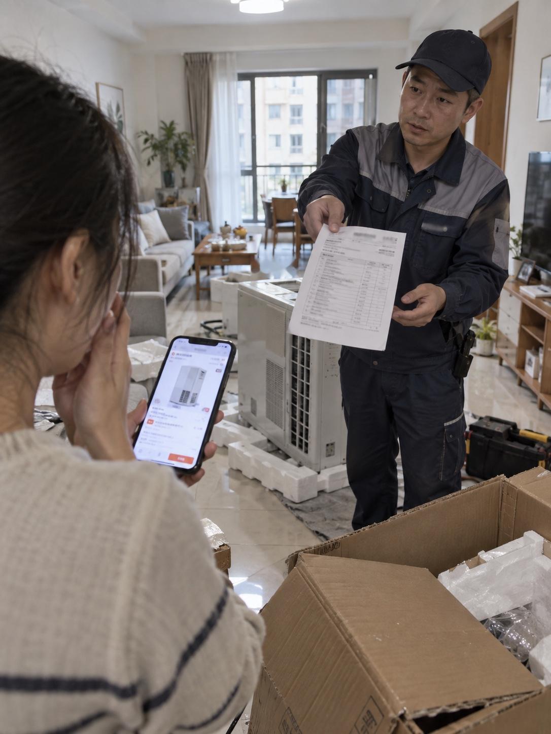 家电写着免费安装，师傅进门咋又要钱？两千块买台家电，以为送到家装好就完事。师