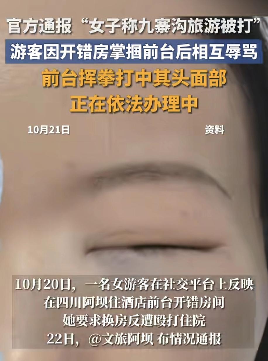 服务人员挨揍常看到，然后这次去九寨沟游客先出手揍服务员，服务员居然敢还手，而不是