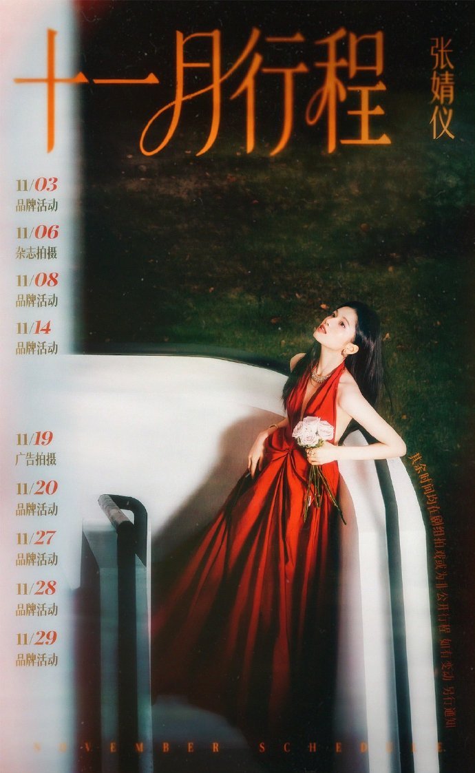 十一月行程图固定环节！来看看明星们谁是11月大忙人王鹤棣、张婧仪、