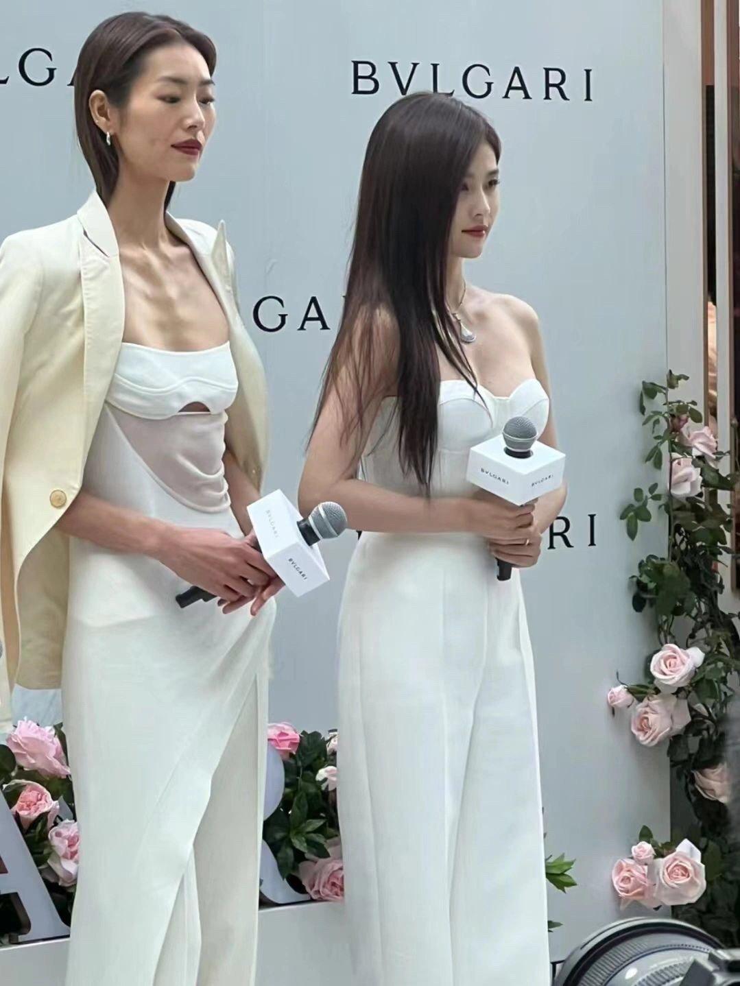一个是国际超模，一个是普通美女。一个身材火辣，一个风韵犹存。一个一头齐发，一
