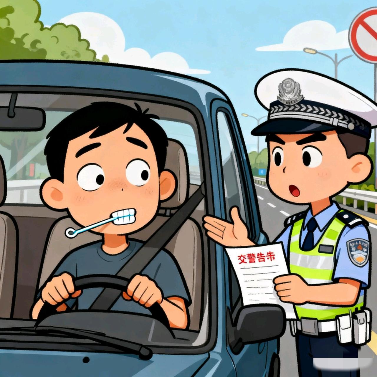 开车叼牙线棒被警告？这安全驾驶的标准，是不是太细了？这两天刷到个离谱事儿：