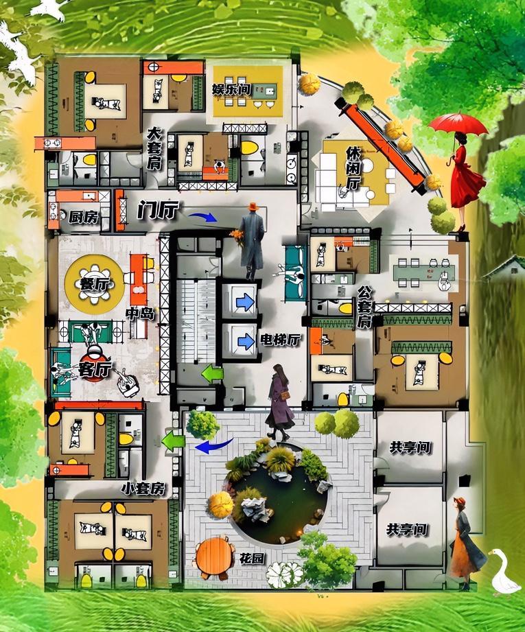 给大平层上史诗级一课，463㎡整出三套房，带空中花园的房子！它的辨识度十分