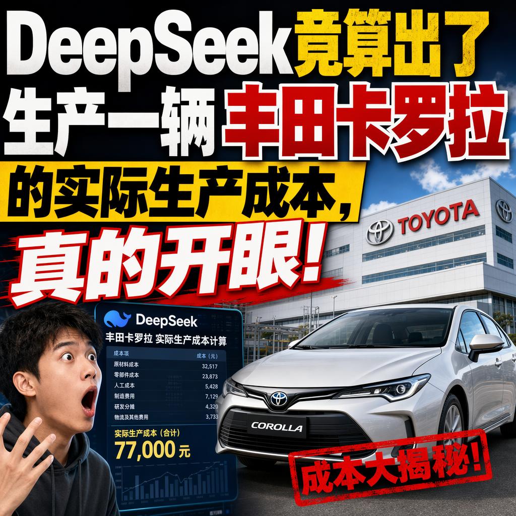 丰田卡罗拉一辆卖十几万，很多人以为车企赚得盆满钵满。但当我把这道成本题丢给AI