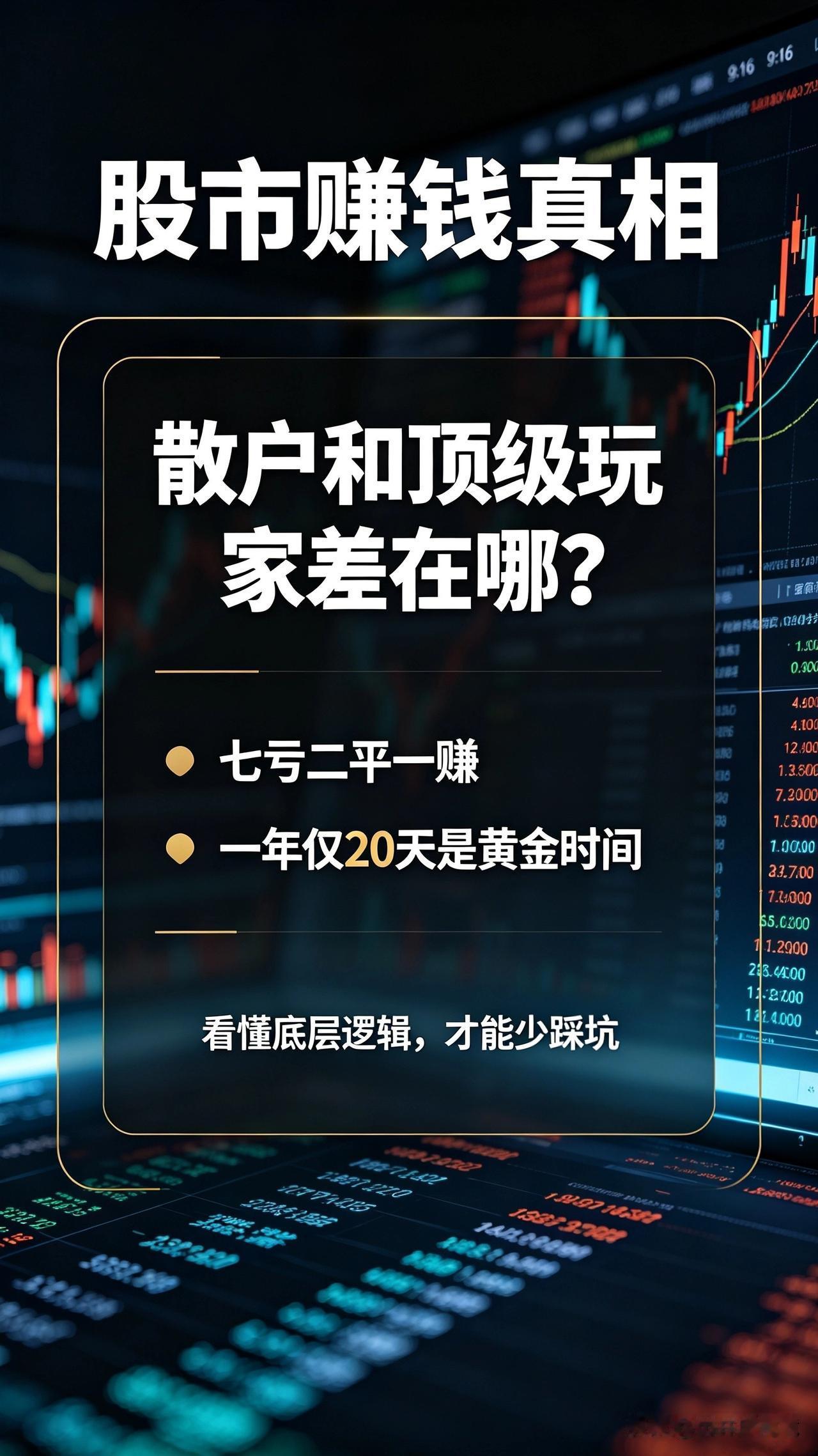 股市赚钱真相：散户和顶级玩家差在哪？很多人进股市前都觉得，看懂财报、会看K