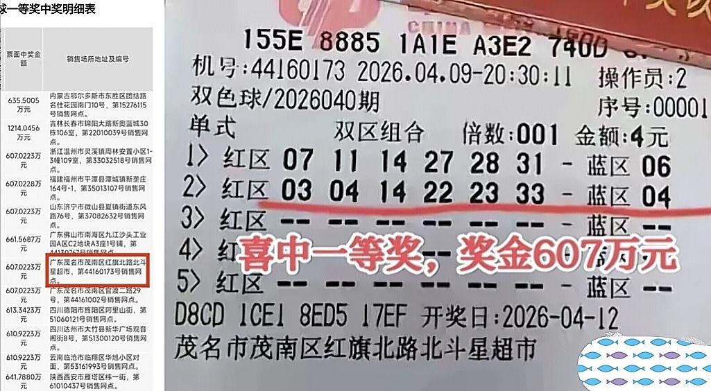 “羡慕”哭了！买袋零食顺手机选2注彩票，广东茂名彩民花4元直接击中双色球607万