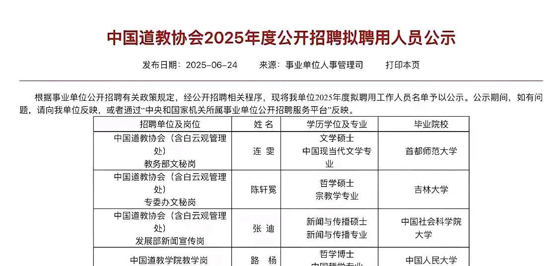 中国道教协会公开招聘，没想到招聘的都是高级人才，没有一点真本事你还真进不去。近日