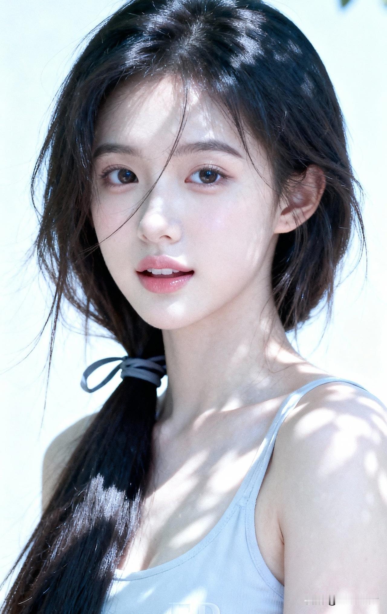 阳光下的少女，清新自然，甜美可人