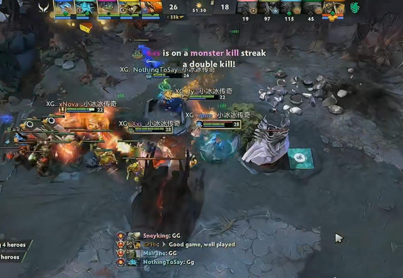 XG顶住了猎鹰前期阵容的疯狂进攻将比赛拖入到了己方明显占优的后期最终稳稳赢下这局