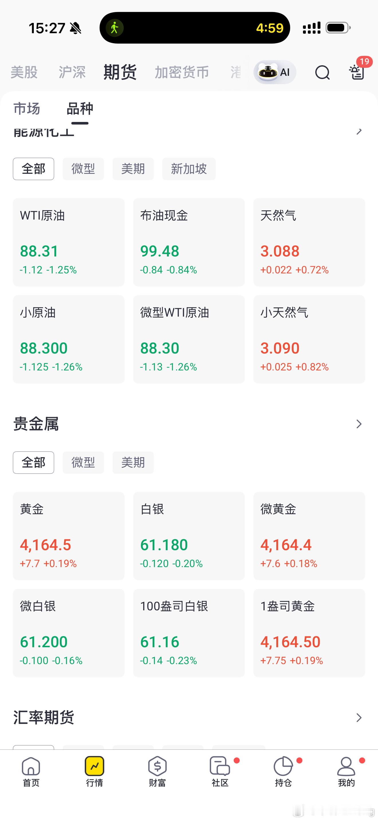 金价油价跌了银价涨了我感觉没什么变化…​​​