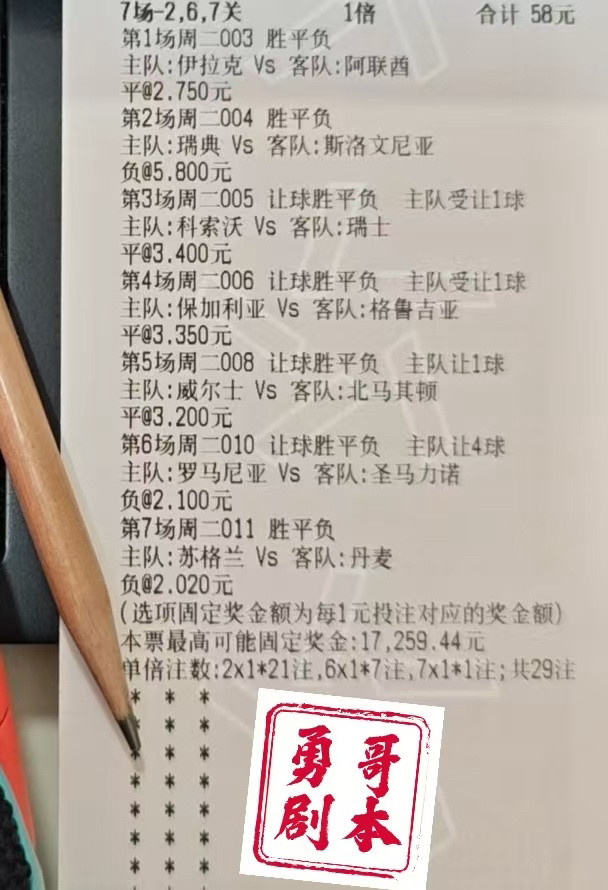 今日勇哥剧本！