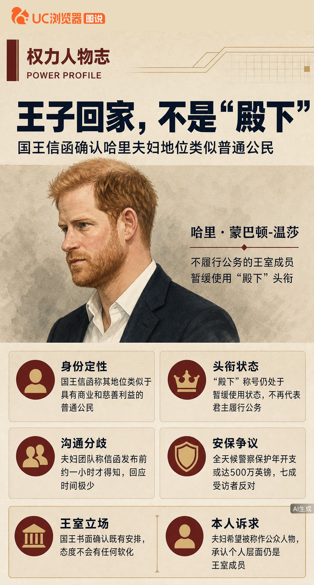 哈里梅根回英不到两周，查尔斯发函定调：头衔继续暂缓，地位类似普通公民。夫妇俩想被称“公众人物”未果，