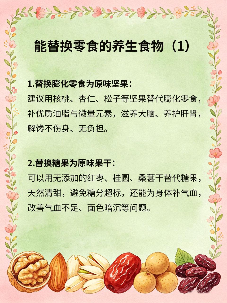 零食换一换，养生从日常做起日常爱吃零食是很多人的习惯，普通零食高油高糖、伤身长