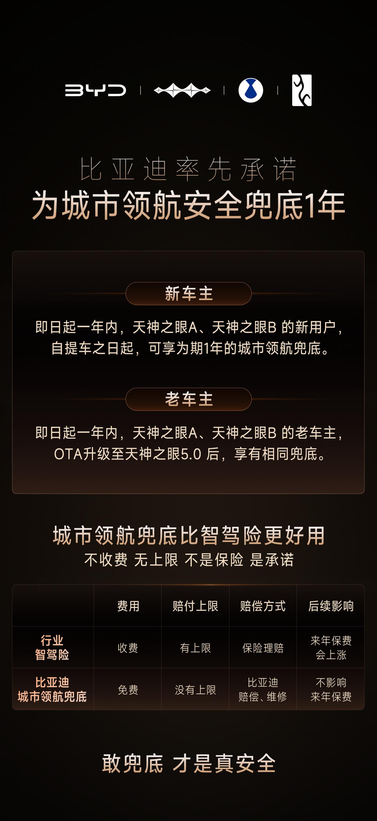 比亚迪宣布全系均可搭载天神之眼B，开创全民城市领航时代，并承诺为城市领航安全兜底