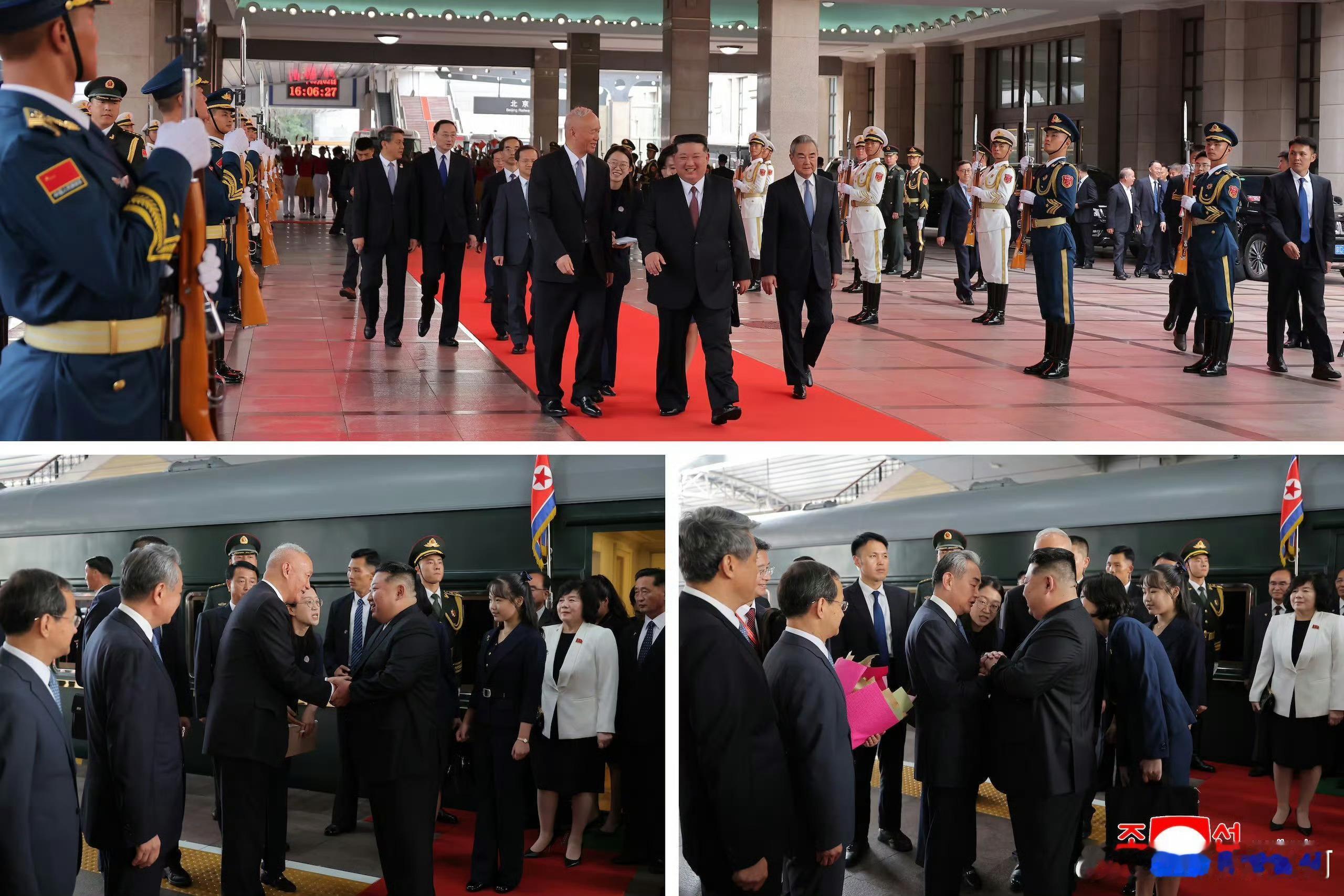 金正恩出席抗战胜利纪念活动金正恩没有带夫人出席，而是女儿一起抵京。🇨🇳🇰?