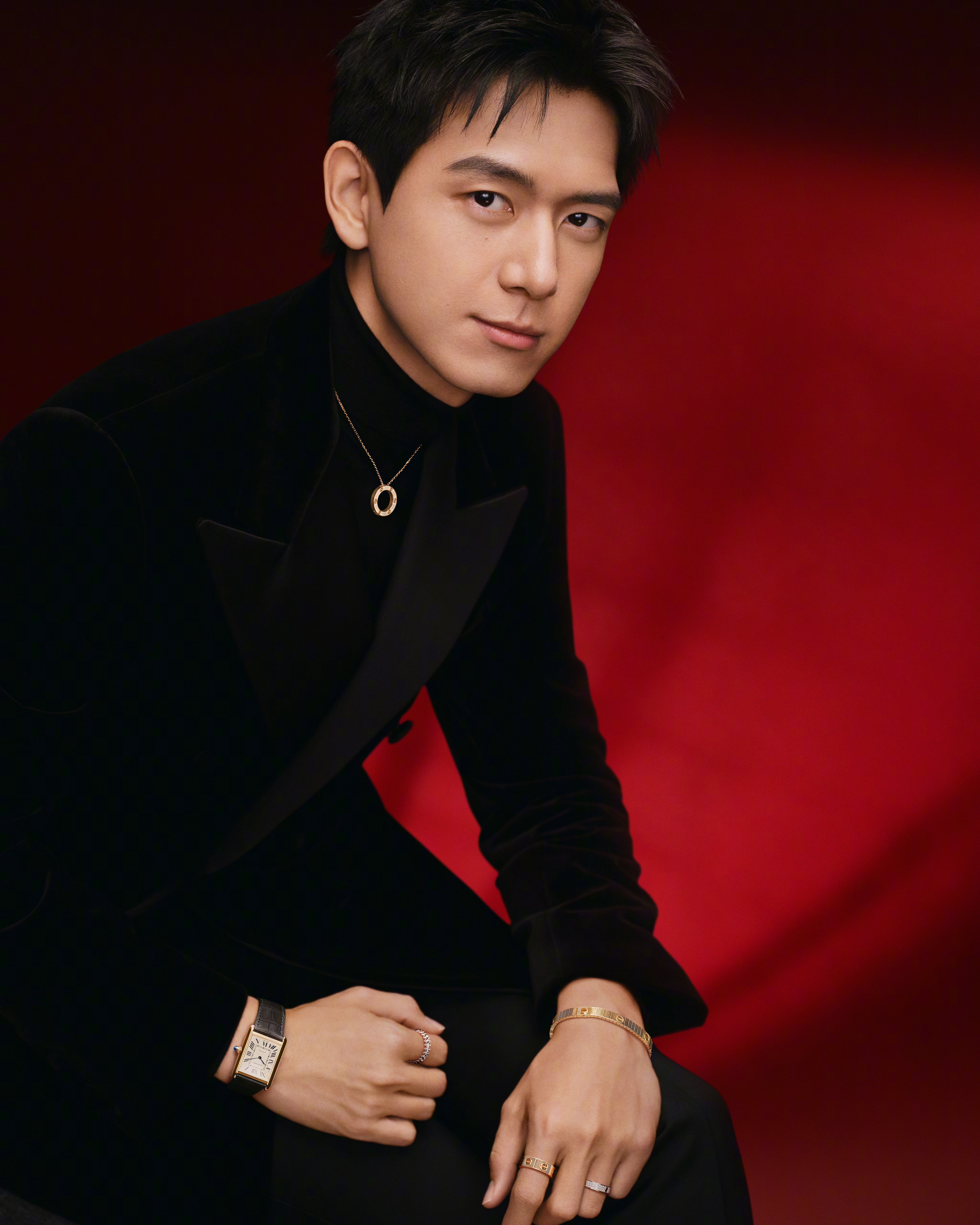 Cartier品牌大使王嘉尔、李现、白敬亭、张婧仪出镜节日大片，佩戴着品牌新