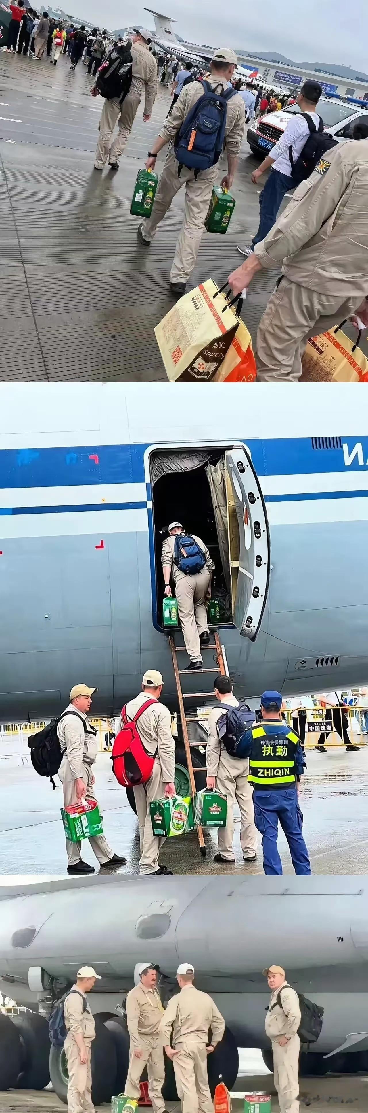 俄飞行员南昌扫货成箱啤酒搬上飞机，东风-5C抱枕成亮点昨天，南昌飞行大会刚