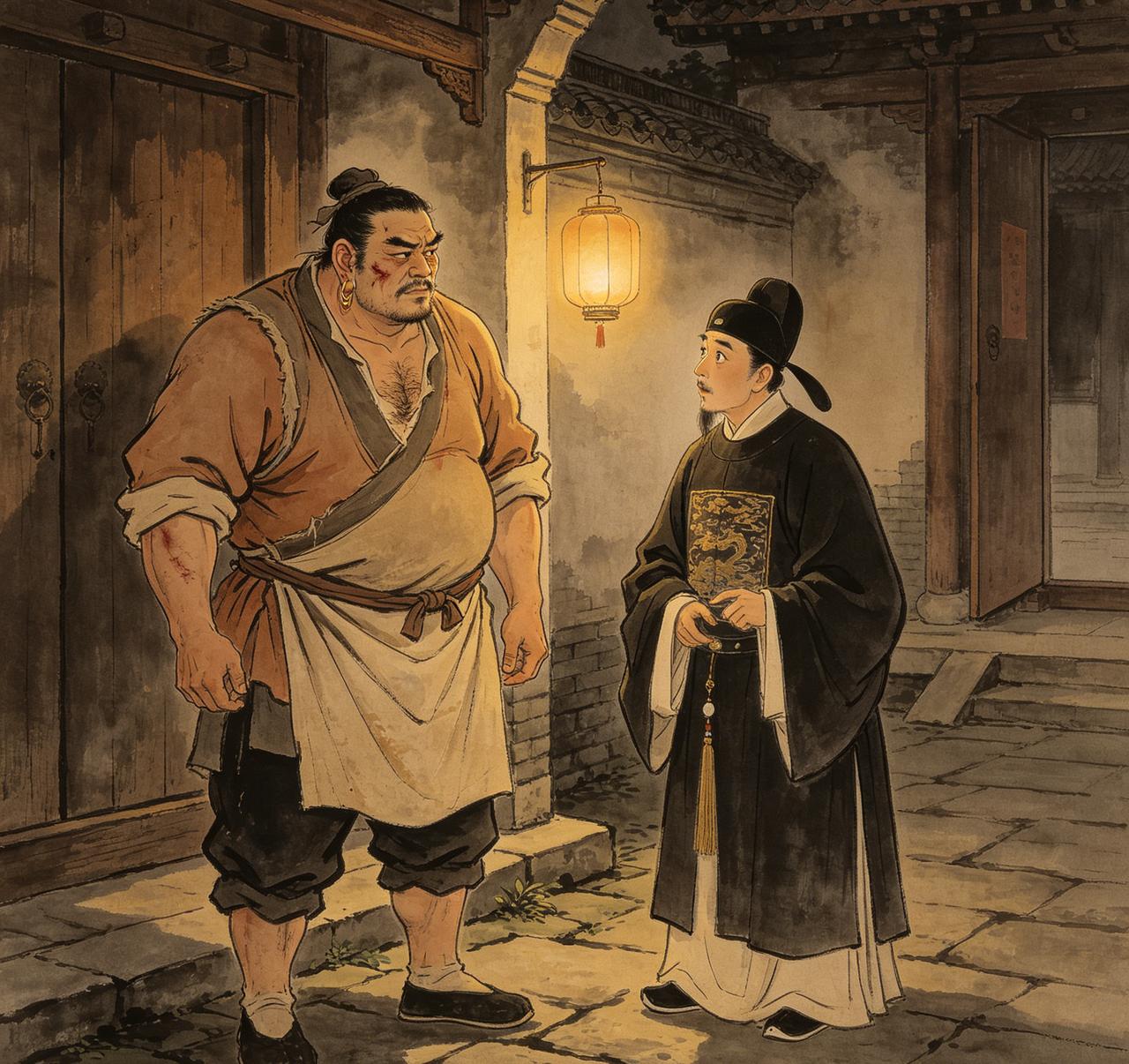 清朝乾隆年间，屠赤文在陕西两当县做县尉，府里有个姓张的厨子饭量大、力气大，个子高