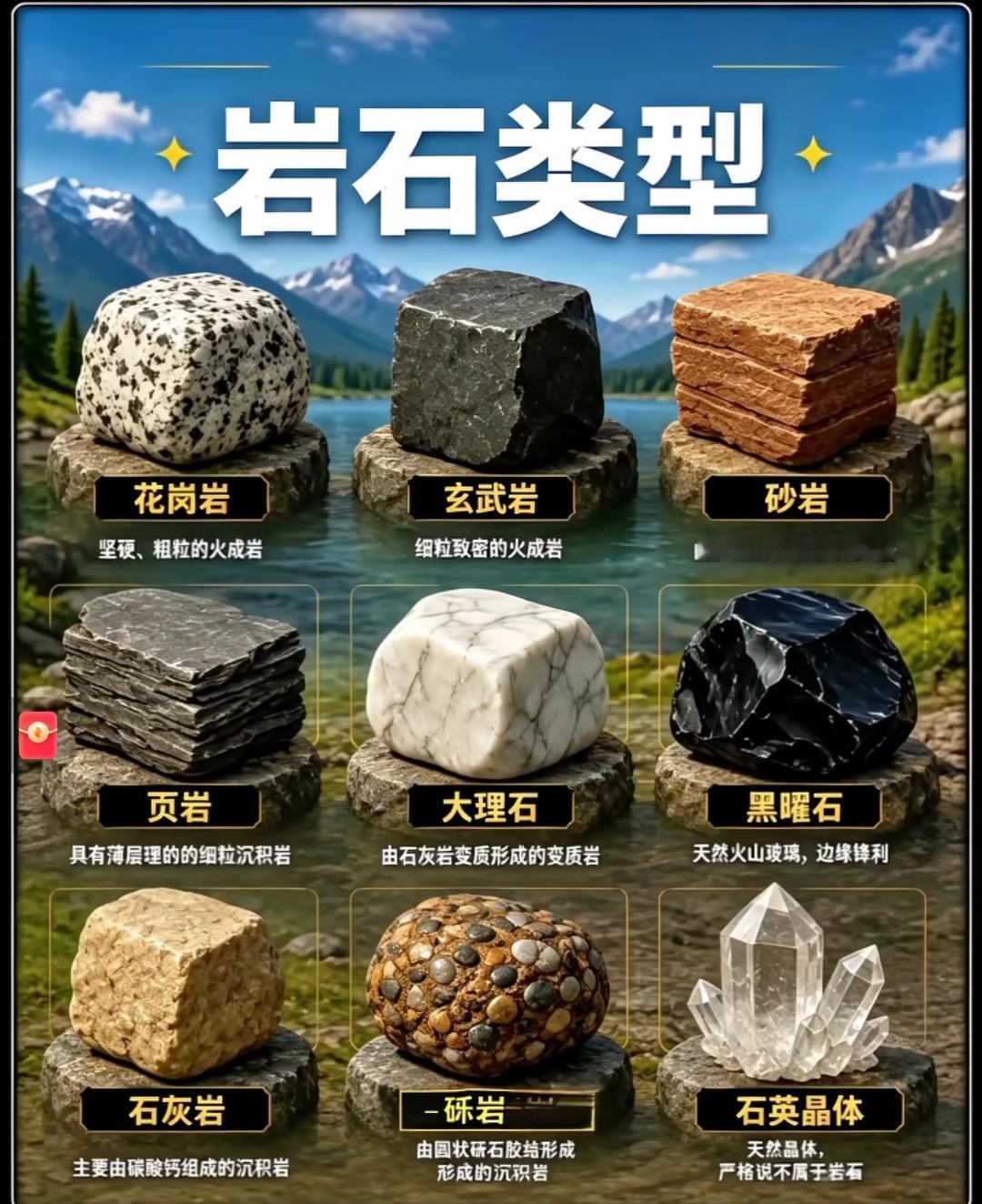 九大岩石综合价值排名（结合地质论文、工程实测数据）1. 石英晶体：莫氏硬度