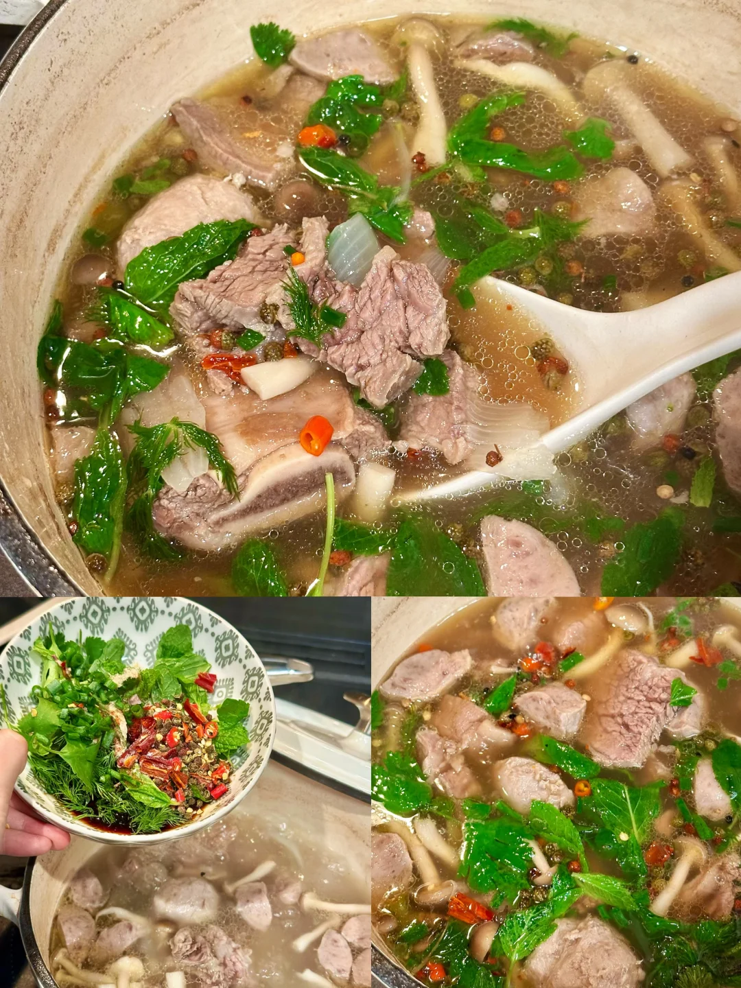 猴父子牛肋条做傣味牛扒呼🥩薄荷牛肉好清香